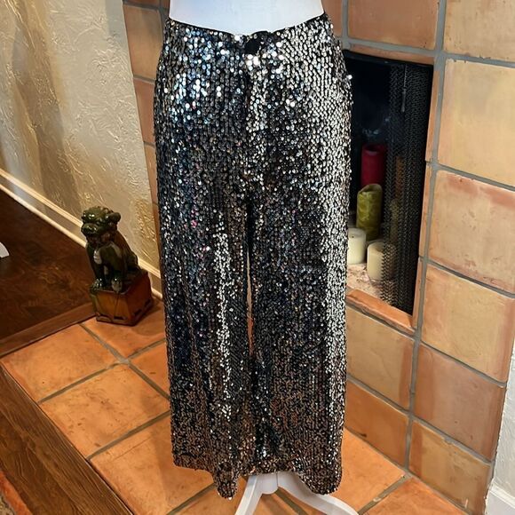 Maeve The Colette Cropped Wide-Leg Sequin Pants 29!